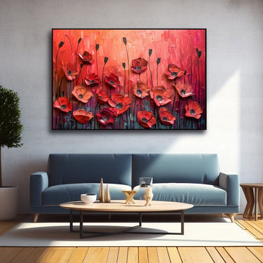 Oil Painting of Red Poppies
